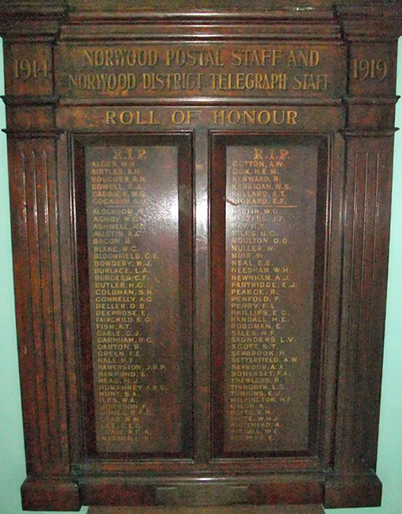 London - Norwood Postal Staff & Norwood District Telegraph Staff War Memorial