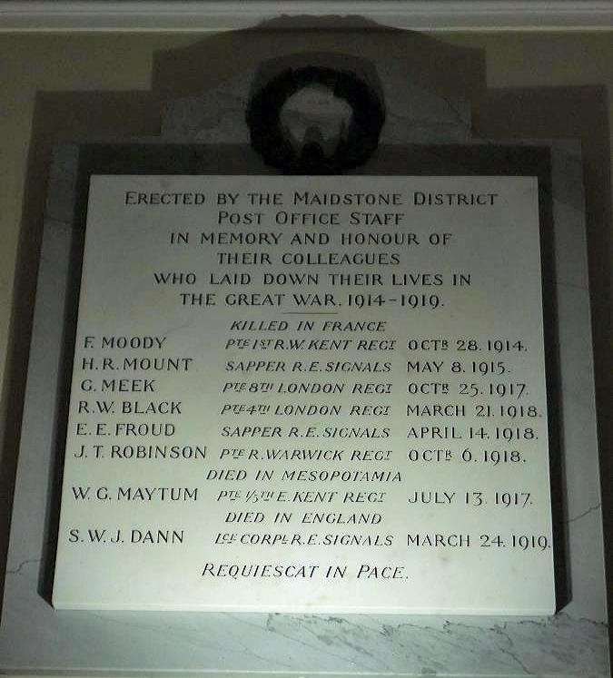 Maidstone District Post Office Staff War Memorial