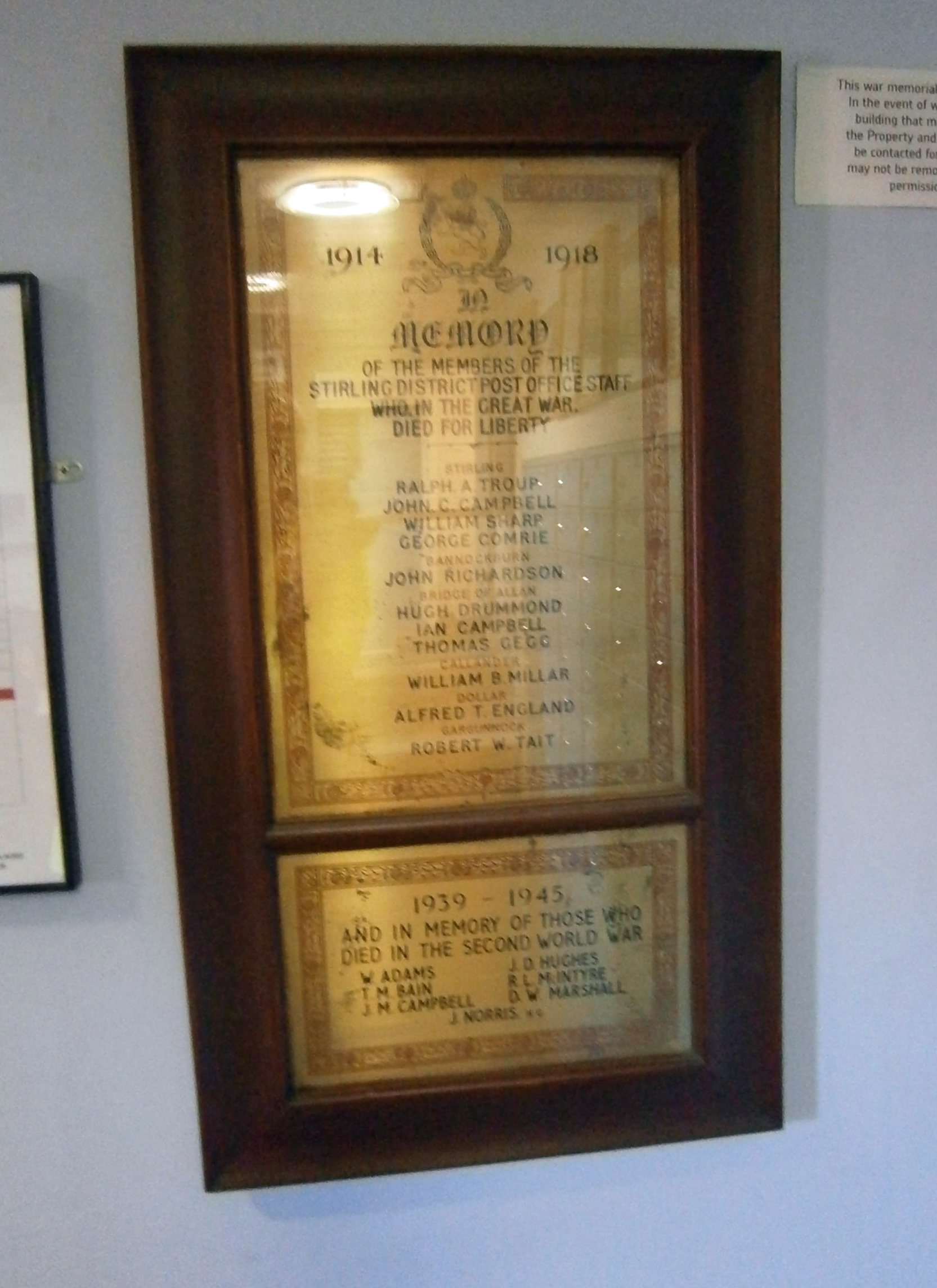 Stirling Post Office War Memorial