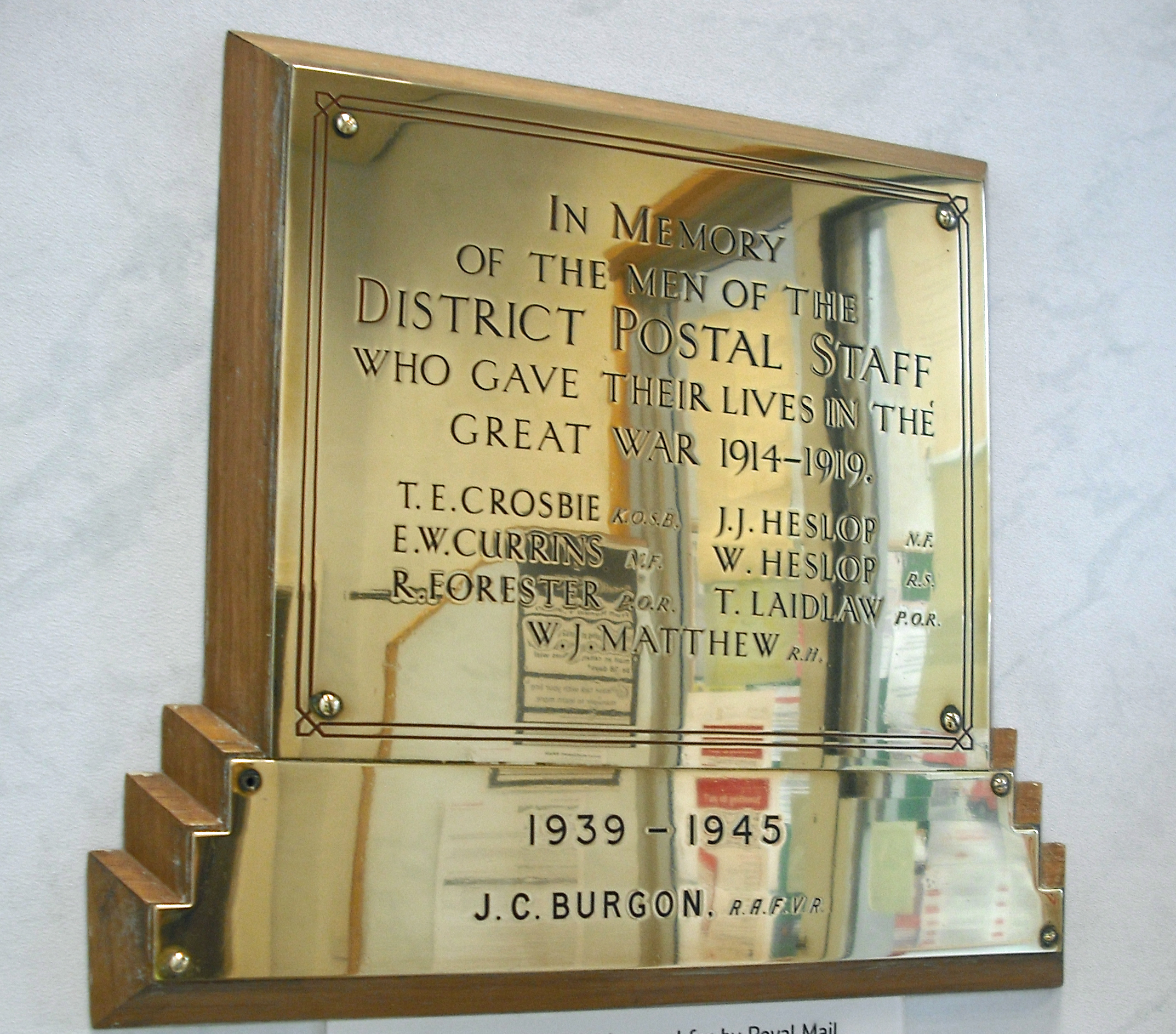 Berwick Upon Tweed District Postal Staff War Memorial