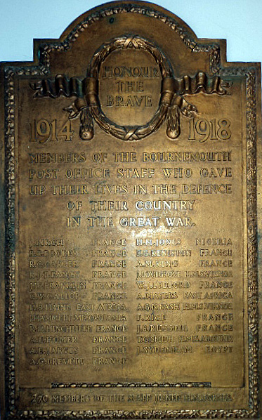 Bournemouth Post Office (Memorial) War Memorial | Royal Mail Group Ltd