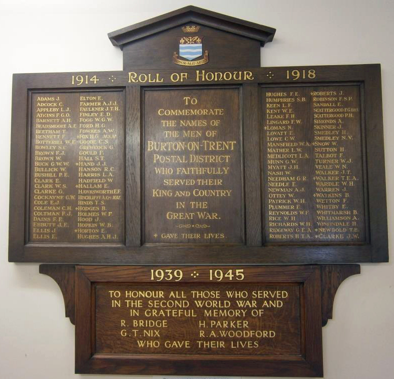 Burton Upon Trent Postal District War Memorial