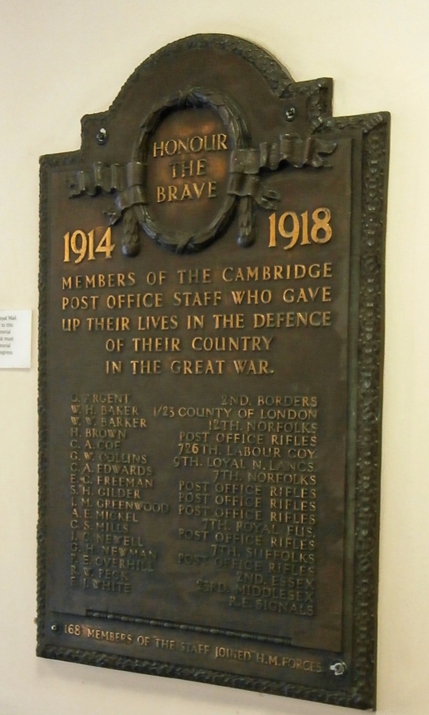 Cambridge Post Office Staff War Memorial