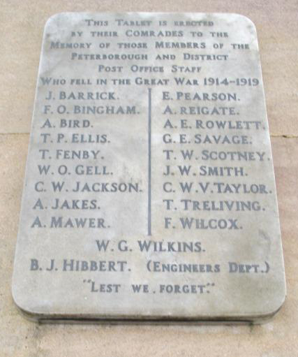 Peterborough and District Post Office Staff War Memorial