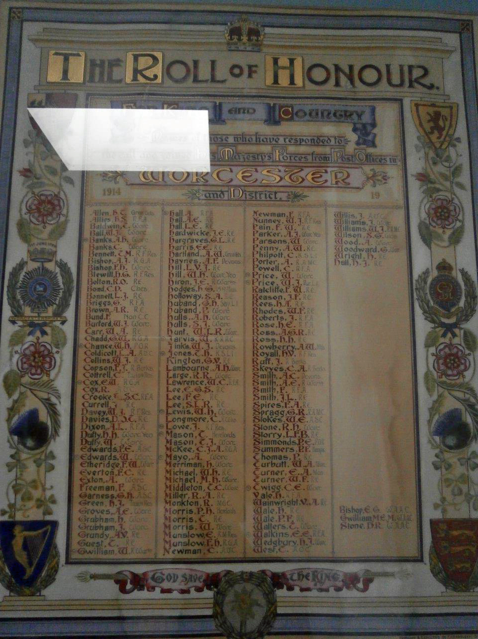 Worcester Postal District Roll of Honour