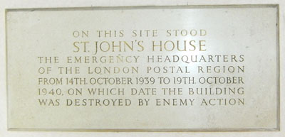 London Postal Region Emergency HQ War Memorial