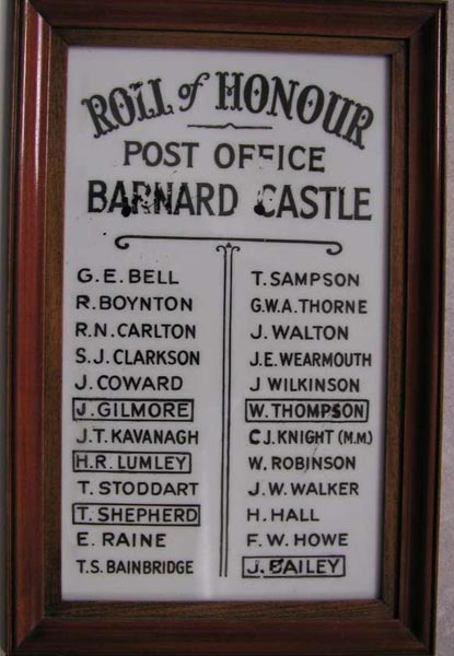 Barnard Castle Post Office War Memorial