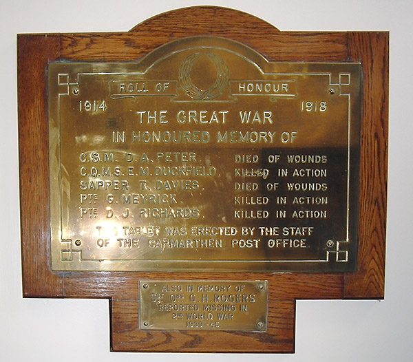 Carmarthen Post Office War Memorial