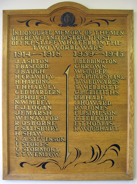 Crewe and District Post Office Staff War Memorial