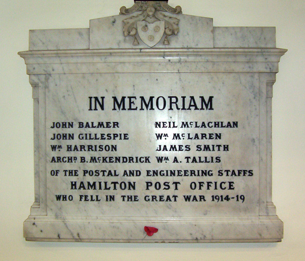 Hamilton Post Office War Memorial