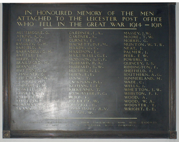 Leicester Post Office (First World War) War Memorial