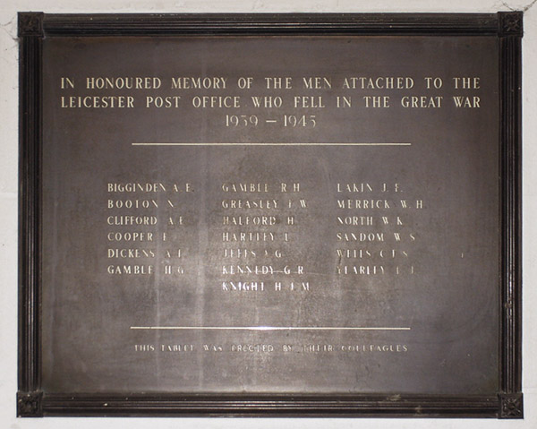 Leicester Post Office (Second World War) War Memorial