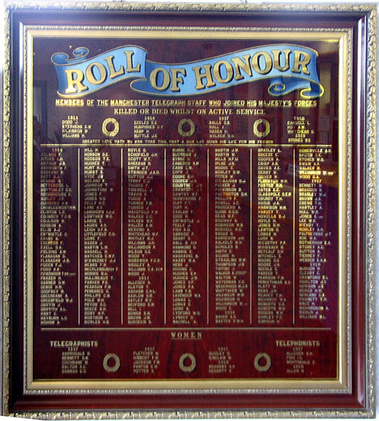 Manchester Post Office Telegraph Staff War Memorial