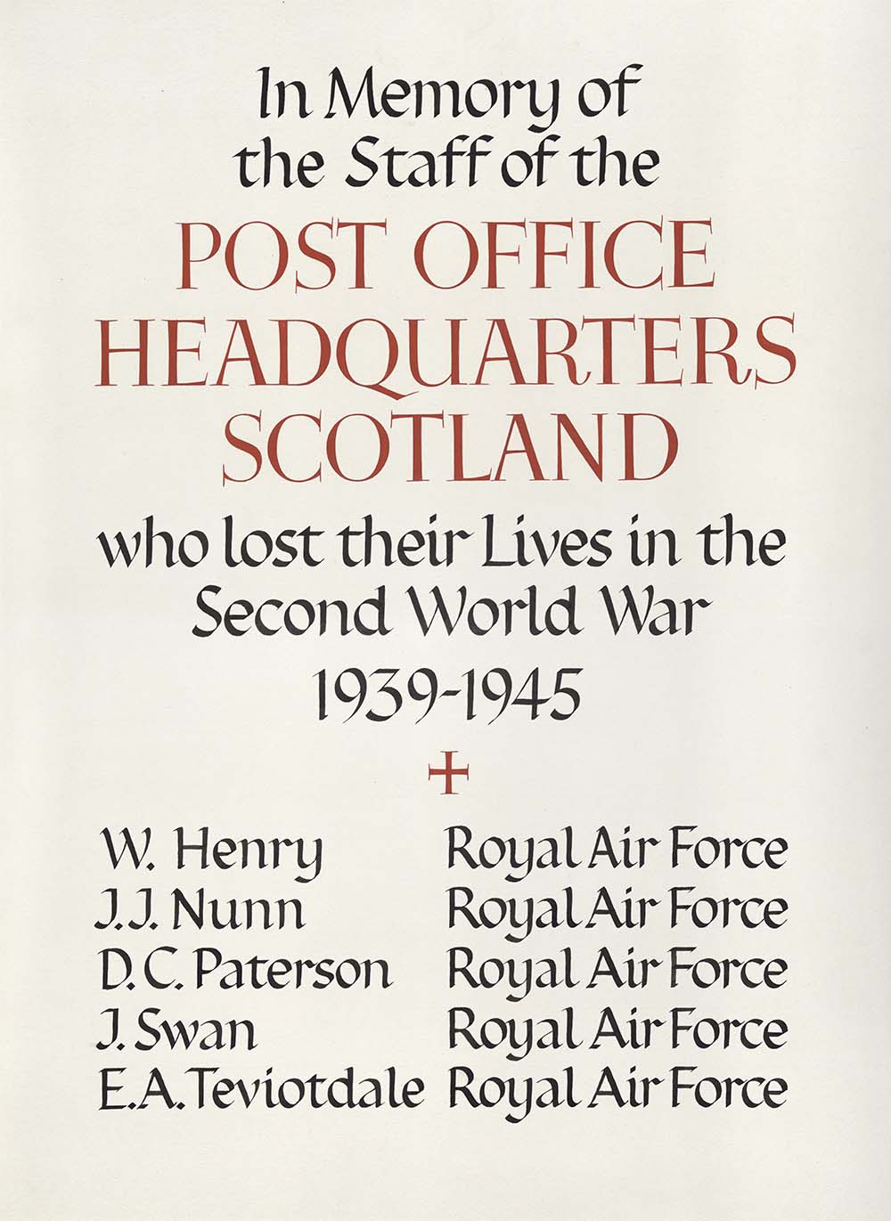 Scottish Post Office Staff (Headquarters) - War Memorial