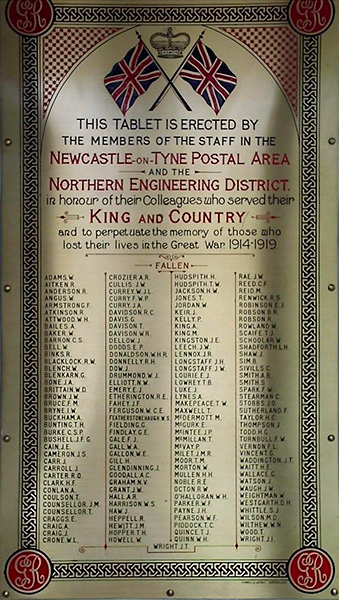 Newcastle-on-Tyne Postal Area and Northern Engineering District War Memorial