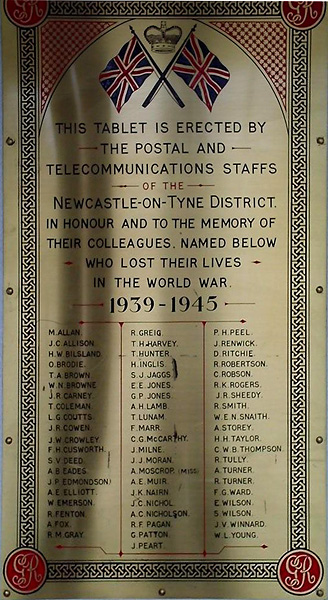 Newcastle-on-Tyne District Postal and Telecommunications Staffs War Memorial