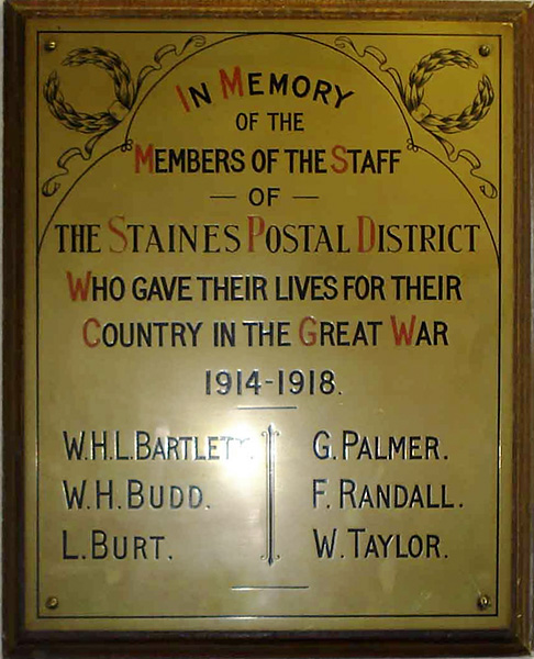 Staines Postal District War Memorial