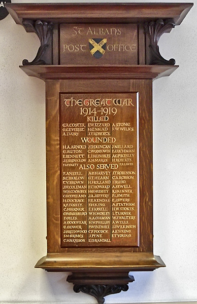 St Albans Post Office War Memorial