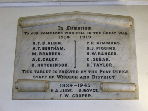 Wisbech and District Post Office War Memorial