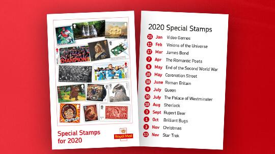 Image of Royal Mail Special Stamp calendar for 2020